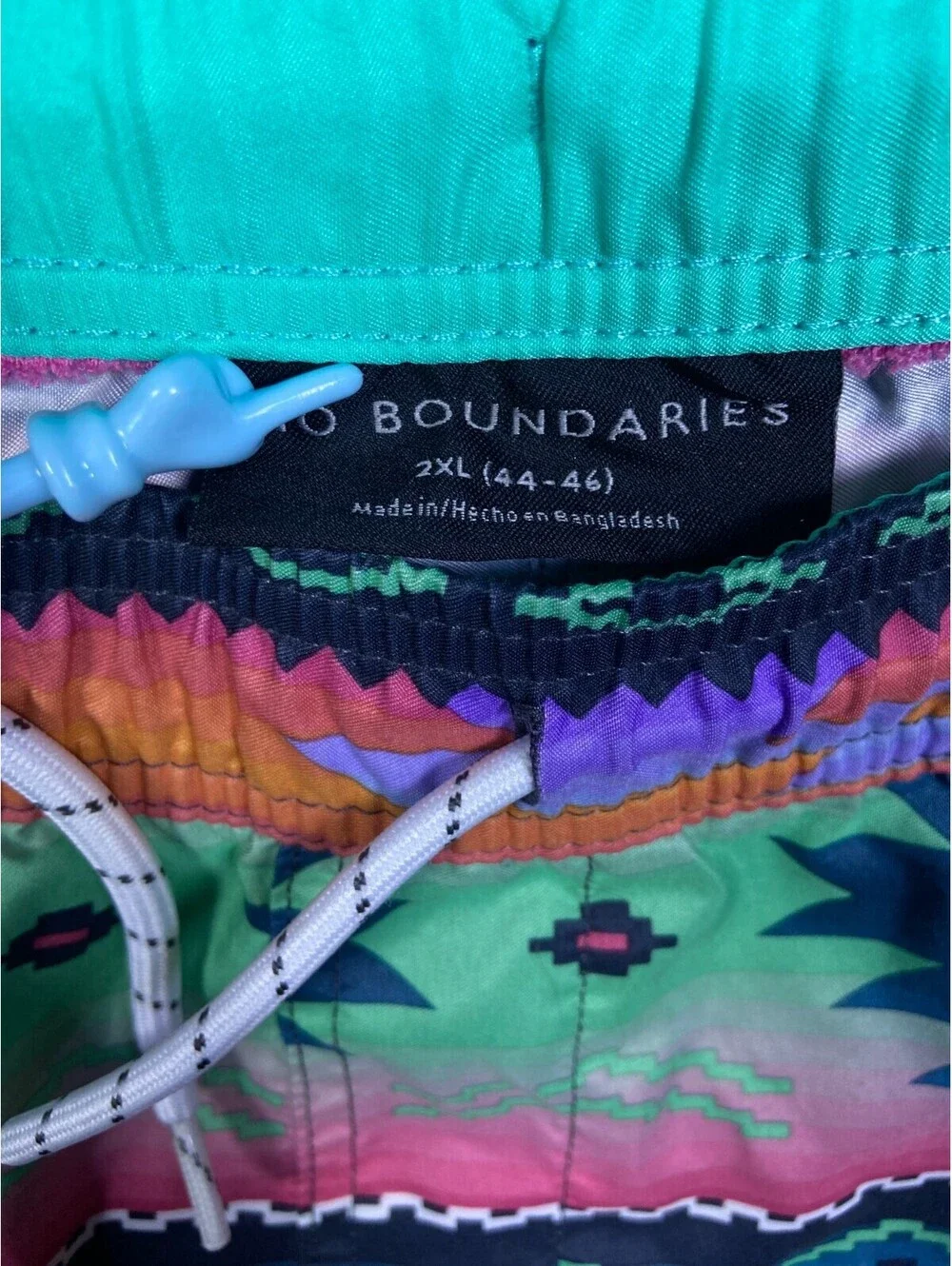 No Boundaries Y2K Surf Tribal Aztec Geometric Swim Trunks Mens XXL (44-46) EUC!